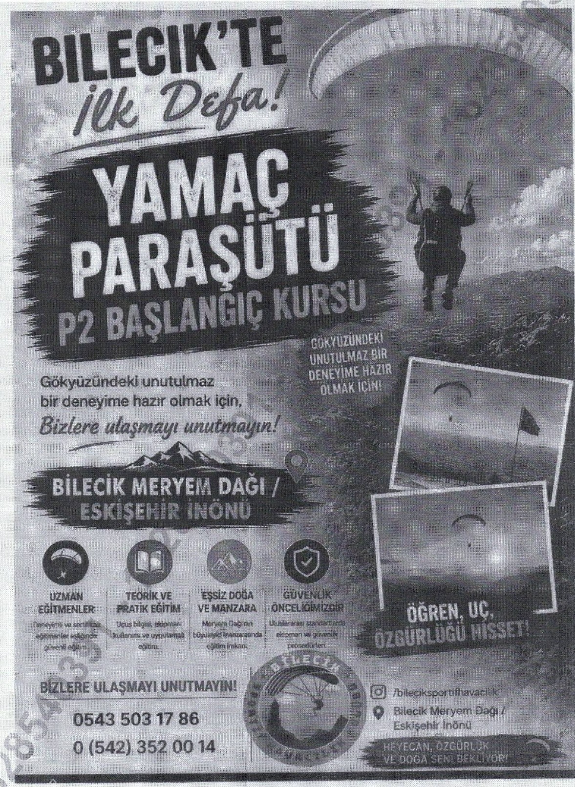 Yamaç Paraşütü Başlangıç Kursu